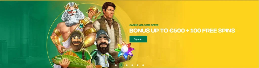Bonus up to €500 + 100 free spins